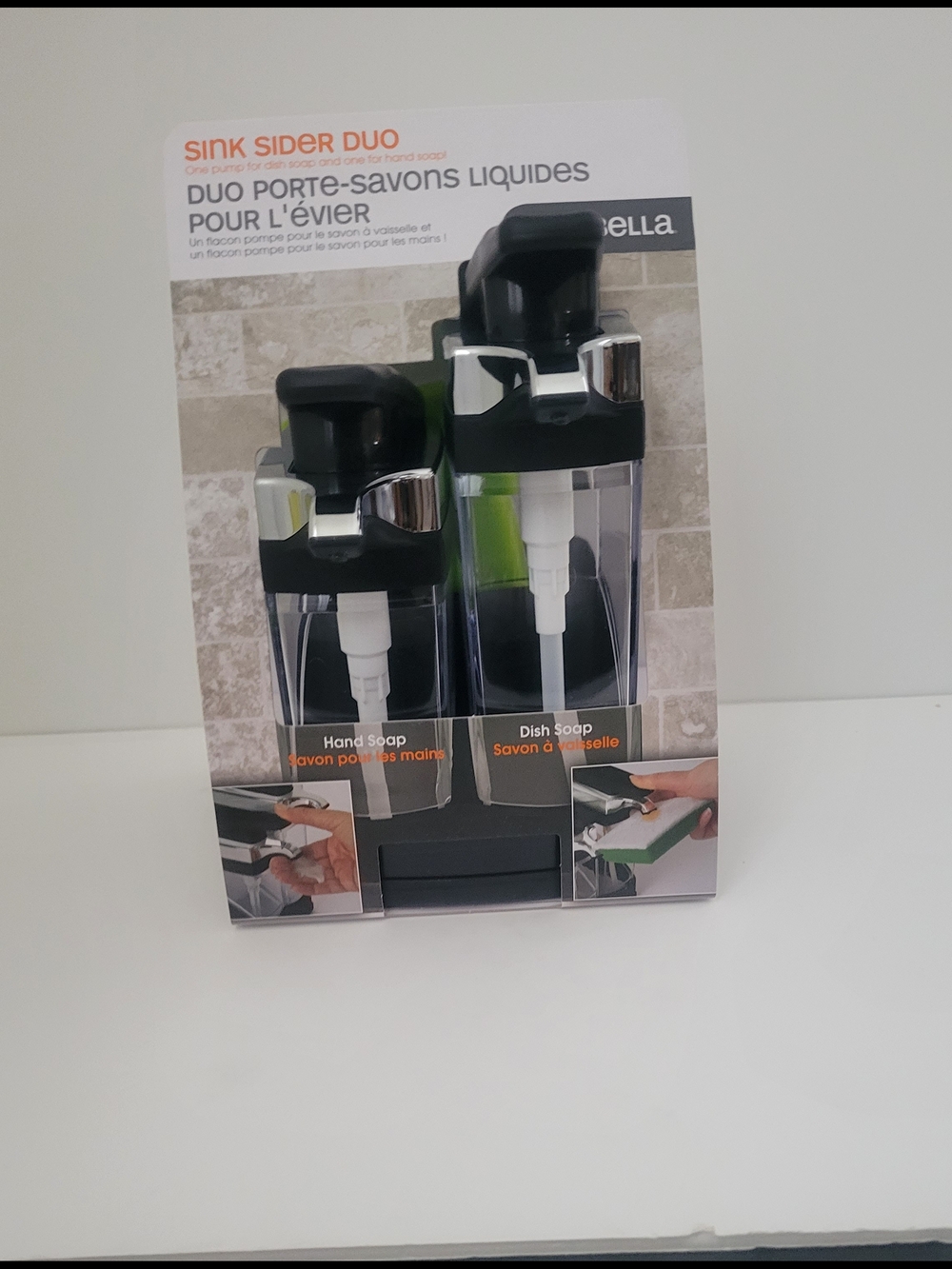 Sink Sider Duo Liquid Soap Dispenser Set - Black & Clear